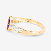 Bids.com 0.52 Carat Genuine Ruby and White Diamond 14K Yellow Gold Ring Rings