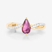Bids.com 0.52 Carat Genuine Ruby and White Diamond 14K Yellow Gold Ring Rings