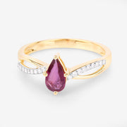 Bids.com 0.52 Carat Genuine Ruby and White Diamond 14K Yellow Gold Ring Rings