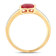Bids.com 1.56 Carat Genuine Ruby and White Diamond 14K Yellow Gold Ring Rings