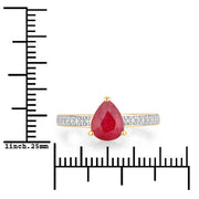 Bids.com 1.56 Carat Genuine Ruby and White Diamond 14K Yellow Gold Ring Rings