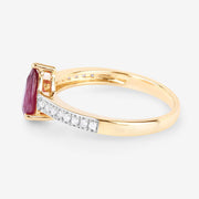 Bids.com 1.56 Carat Genuine Ruby and White Diamond 14K Yellow Gold Ring Rings