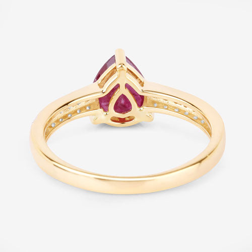 Bids.com 1.56 Carat Genuine Ruby and White Diamond 14K Yellow Gold Ring Rings