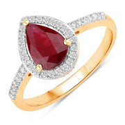 Bids.com 1.25 Carat Genuine Ruby and White Diamond 14K Yellow Gold Ring Rings