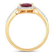 Bids.com 1.25 Carat Genuine Ruby and White Diamond 14K Yellow Gold Ring Rings