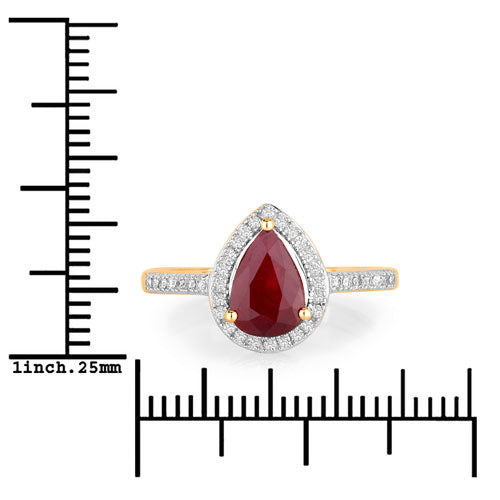 Bids.com 1.25 Carat Genuine Ruby and White Diamond 14K Yellow Gold Ring Rings