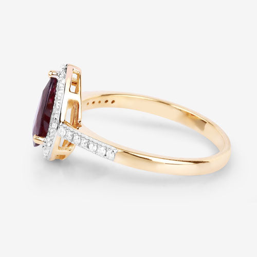 Bids.com 1.25 Carat Genuine Ruby and White Diamond 14K Yellow Gold Ring Rings