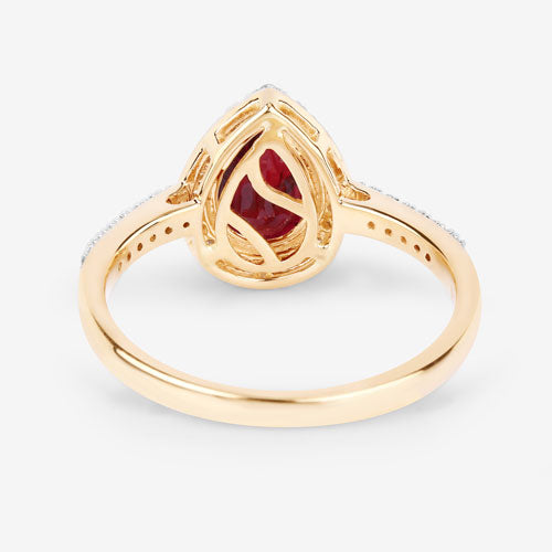 Bids.com 1.25 Carat Genuine Ruby and White Diamond 14K Yellow Gold Ring Rings