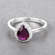 Bids.com 1.30 Carat Genuine Ruby and White Diamond 14K White Gold Ring Rings