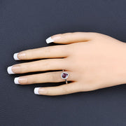 Bids.com 1.30 Carat Genuine Ruby and White Diamond 14K White Gold Ring Rings