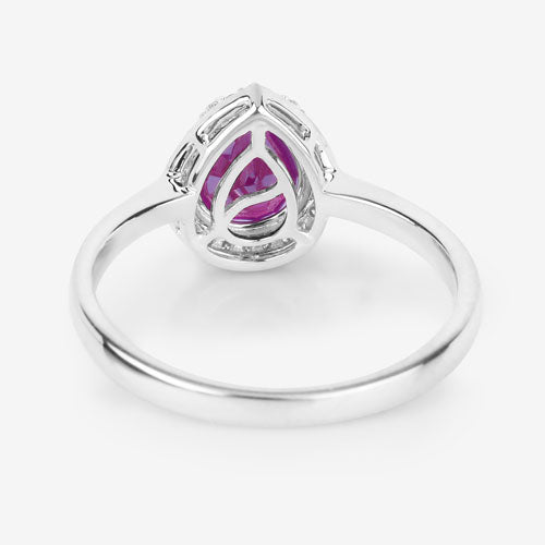 Bids.com 1.30 Carat Genuine Ruby and White Diamond 14K White Gold Ring Rings