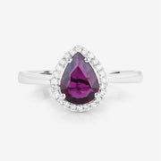 Bids.com 1.30 Carat Genuine Ruby and White Diamond 14K White Gold Ring Rings