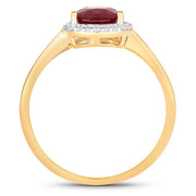 Bids.com 1.30 Carat Genuine Ruby and White Diamond 14K Yellow Gold Ring Rings