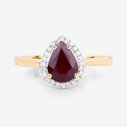 Bids.com 1.30 Carat Genuine Ruby and White Diamond 14K Yellow Gold Ring Rings