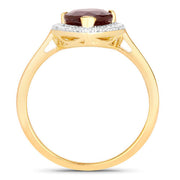 Bids.com 2.19 Carat Genuine Ruby and White Diamond 14K Yellow Gold Ring Rings