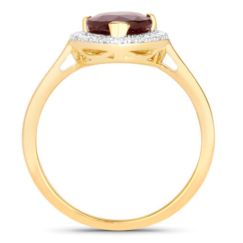 Bids.com 2.19 Carat Genuine Ruby and White Diamond 14K Yellow Gold Ring Rings