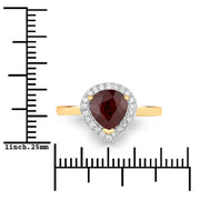 Bids.com 2.19 Carat Genuine Ruby and White Diamond 14K Yellow Gold Ring Rings