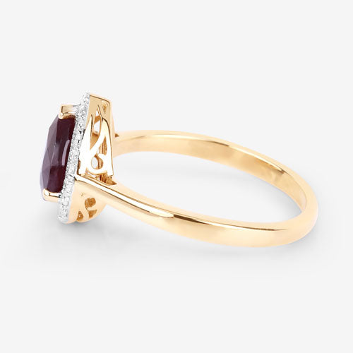 Bids.com 2.19 Carat Genuine Ruby and White Diamond 14K Yellow Gold Ring Rings