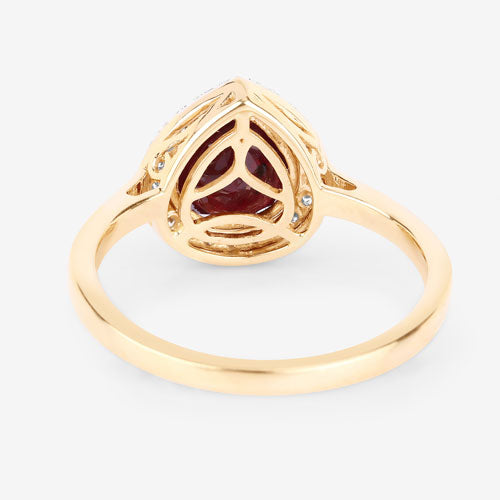Bids.com 2.19 Carat Genuine Ruby and White Diamond 14K Yellow Gold Ring Rings