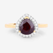 Bids.com 2.19 Carat Genuine Ruby and White Diamond 14K Yellow Gold Ring Rings