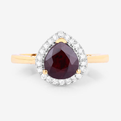 Bids.com 2.19 Carat Genuine Ruby and White Diamond 14K Yellow Gold Ring Rings