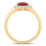 Bids.com 1.38 Carat Genuine Ruby and White Diamond 14K Yellow Gold Ring Rings