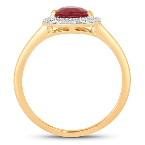 Bids.com 1.38 Carat Genuine Ruby and White Diamond 14K Yellow Gold Ring Rings