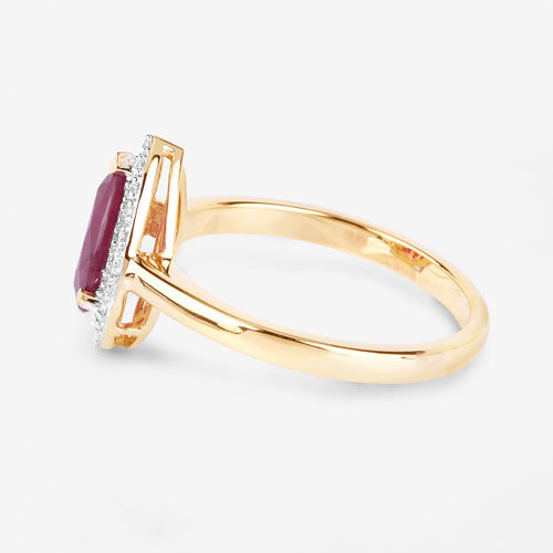 Bids.com 1.38 Carat Genuine Ruby and White Diamond 14K Yellow Gold Ring Rings