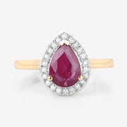 Bids.com 1.38 Carat Genuine Ruby and White Diamond 14K Yellow Gold Ring Rings