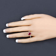 Bids.com 1.68 Carat Genuine Ruby and White Diamond 14K Yellow Gold Ring Rings