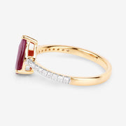 Bids.com 1.68 Carat Genuine Ruby and White Diamond 14K Yellow Gold Ring Rings