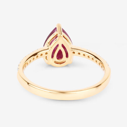 Bids.com 1.68 Carat Genuine Ruby and White Diamond 14K Yellow Gold Ring Rings