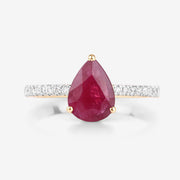 Bids.com 1.68 Carat Genuine Ruby and White Diamond 14K Yellow Gold Ring Rings