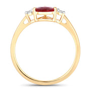 Bids.com 1.08 Carat Genuine Ruby and White Diamond 14K Yellow Gold Ring Rings