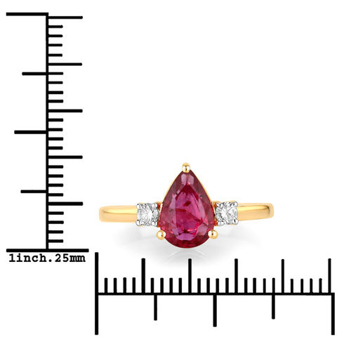 Bids.com 1.08 Carat Genuine Ruby and White Diamond 14K Yellow Gold Ring Rings
