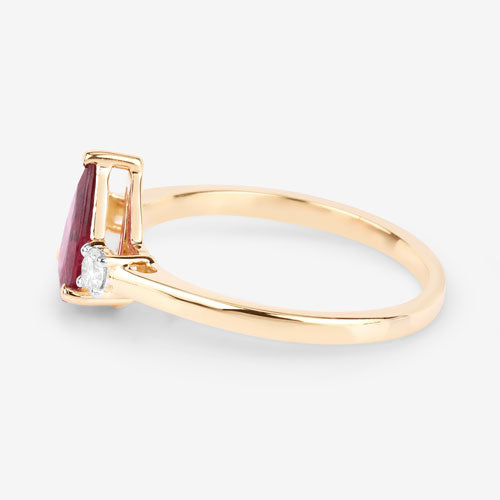 Bids.com 1.08 Carat Genuine Ruby and White Diamond 14K Yellow Gold Ring Rings