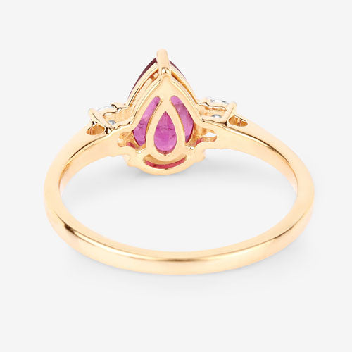 Bids.com 1.08 Carat Genuine Ruby and White Diamond 14K Yellow Gold Ring Rings
