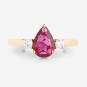 Bids.com 1.08 Carat Genuine Ruby and White Diamond 14K Yellow Gold Ring Rings