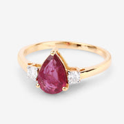 Bids.com 1.08 Carat Genuine Ruby and White Diamond 14K Yellow Gold Ring Rings