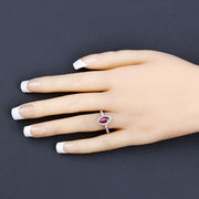 Bids.com 0.96 Carat Genuine Ruby and White Diamond 14K White Gold Ring Rings