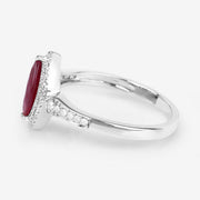 Bids.com 0.96 Carat Genuine Ruby and White Diamond 14K White Gold Ring Rings