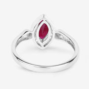 Bids.com 0.96 Carat Genuine Ruby and White Diamond 14K White Gold Ring Rings