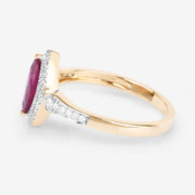 Bids.com 0.96 Carat Genuine Ruby and White Diamond 14K Yellow Gold Ring Rings