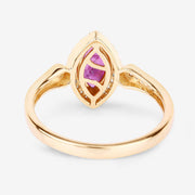 Bids.com 0.96 Carat Genuine Ruby and White Diamond 14K Yellow Gold Ring Rings