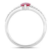 Bids.com 1.58 Carat Genuine Ruby and White Diamond 14K White Gold Ring Rings