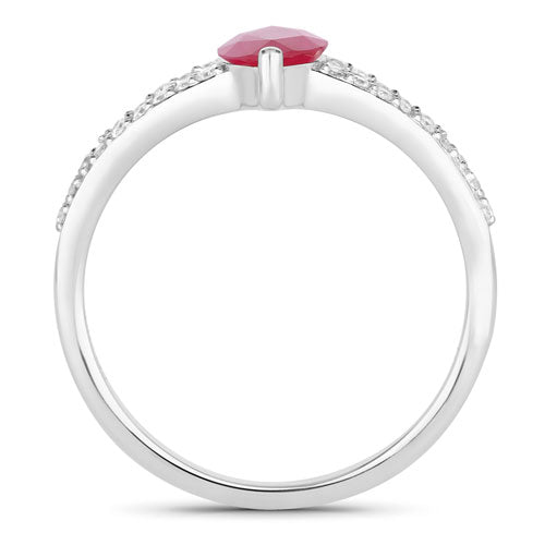 Bids.com 1.58 Carat Genuine Ruby and White Diamond 14K White Gold Ring Rings
