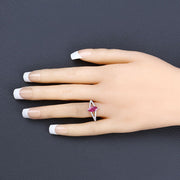 Bids.com 1.58 Carat Genuine Ruby and White Diamond 14K White Gold Ring Rings