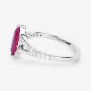 Bids.com 1.58 Carat Genuine Ruby and White Diamond 14K White Gold Ring Rings
