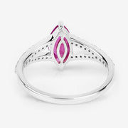 Bids.com 1.58 Carat Genuine Ruby and White Diamond 14K White Gold Ring Rings