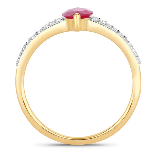 Bids.com 1.58 Carat Genuine Ruby and White Diamond 14K Yellow Gold Ring Rings